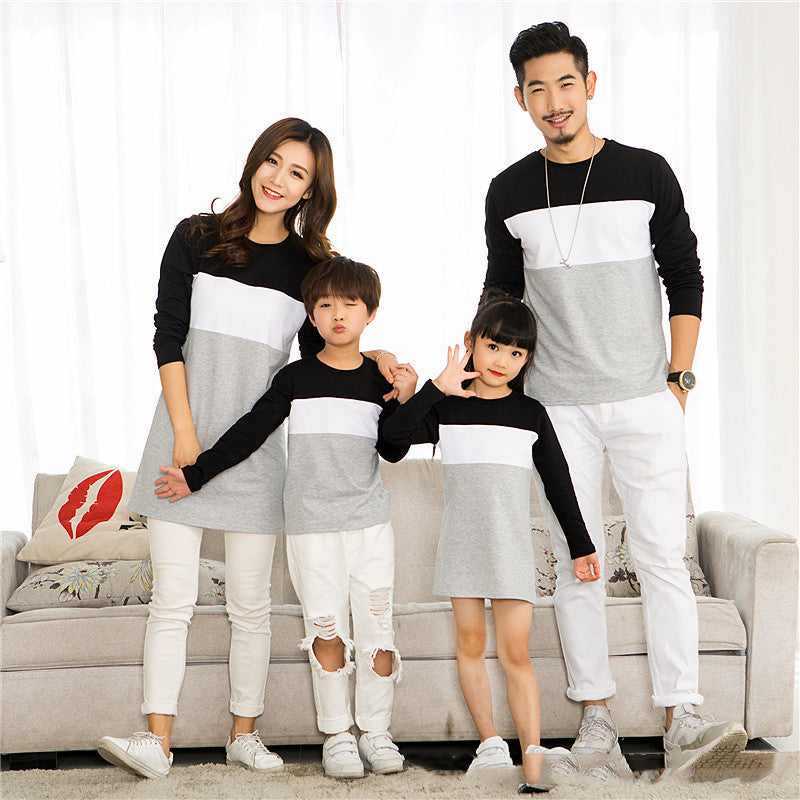 TB Mix Colorblock Langarm-T-Shirt für eine Familie von vier – Partnerlook für Paare