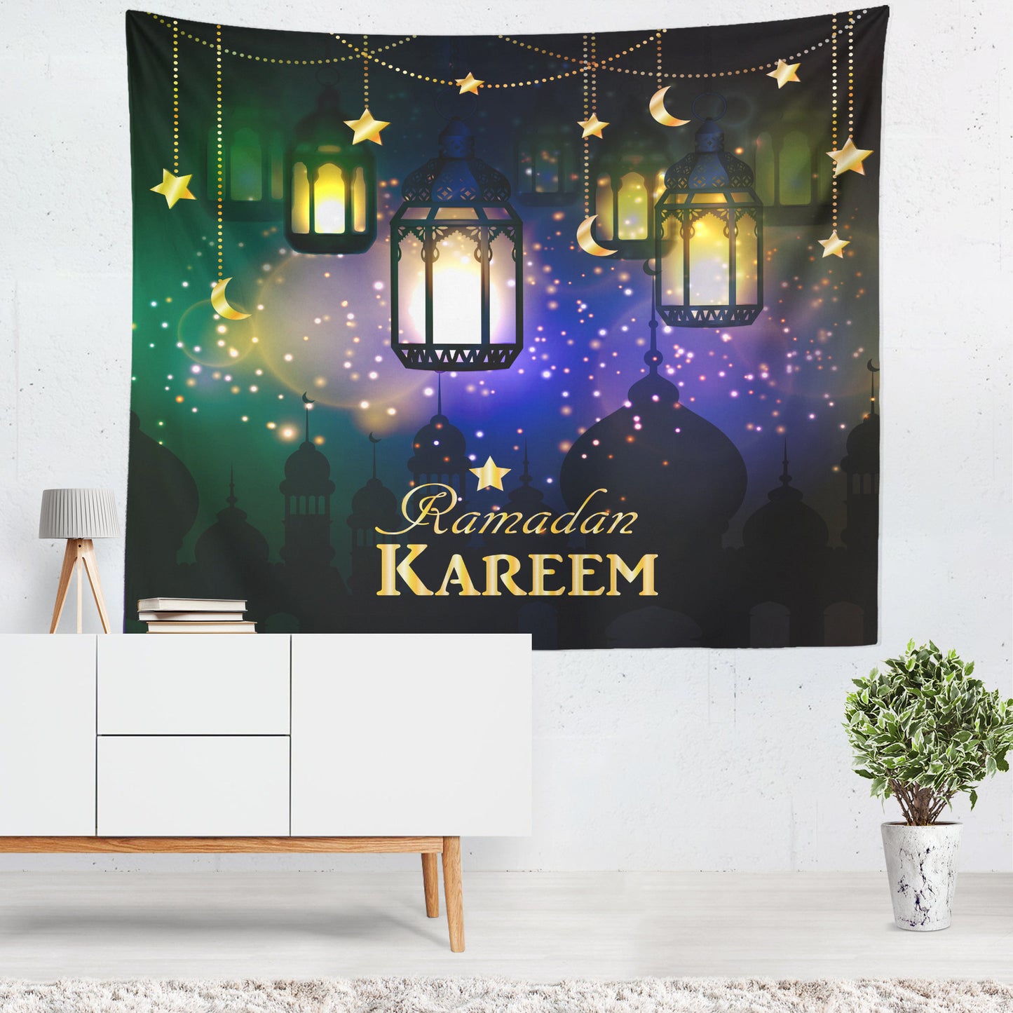 TB Mix Bunte Laterne Wohnzimmer Schlafzimmer Wandteppich Eid Mubarak Wand Teppich Wandbild