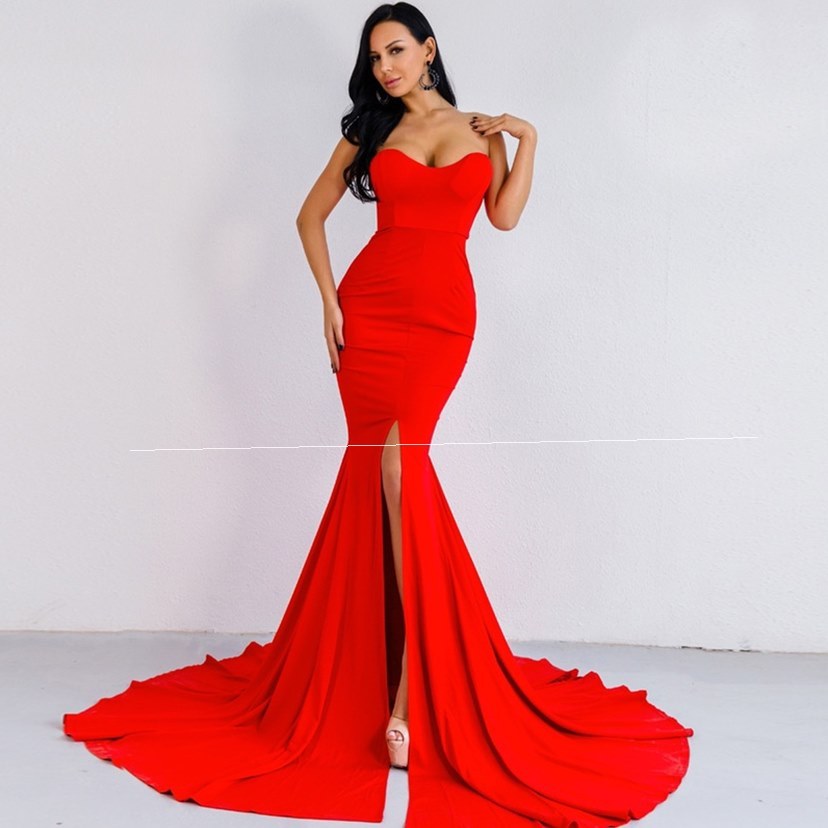 TB Mix Sexy asymmetrisches Maxikleid mit eingewickelter Brust und Partykleid