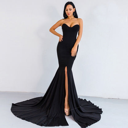 TB Mix Sexy asymmetrisches Maxikleid mit eingewickelter Brust und Partykleid