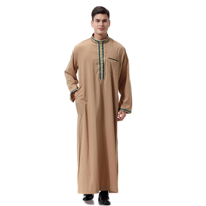 TB Mix Muslimischer, arabischer Herren-Robe aus dem Nahen Osten mit Stehkragen und Applikationen, TH810