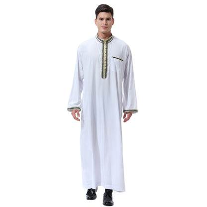 TB Mix Muslimischer, arabischer Herren-Robe aus dem Nahen Osten mit Stehkragen und Applikationen, TH810