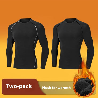 TB Mix Strumpfhosen Herren Winter Fleece-gefüttert Schnelltrocknend Warmhaltende Sportunterwäsche Basis Hochelastisches Trainings-Lauf-Outfit