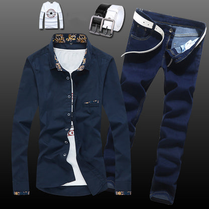 TB Mix Neue Stil herren Hemd Schlank Anzug Jeans Gut Aussehend