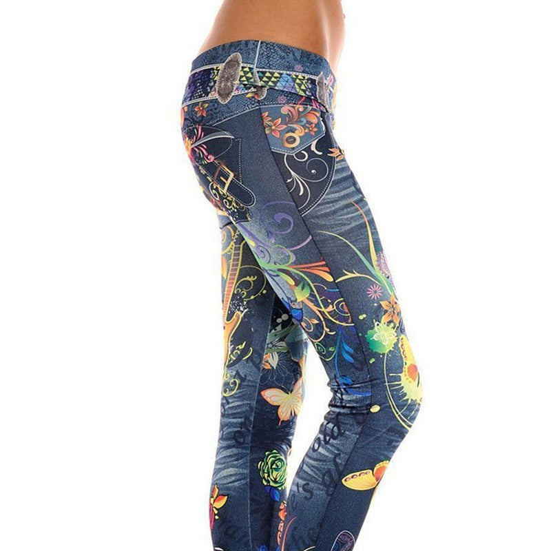 TB Mix Leggings mit Denim-Print