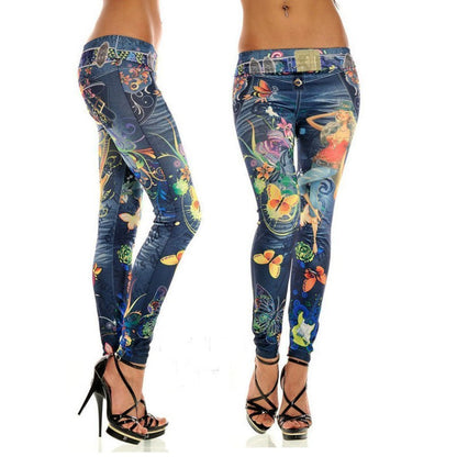 TB Mix Leggings mit Denim-Print