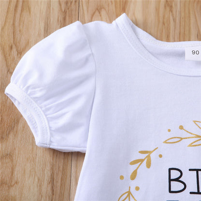 TB Mix Eltern-Kind Schwester-Outfit – Kinderbekleidung mit Buchstaben-Druck, Langarm & Kurzarm