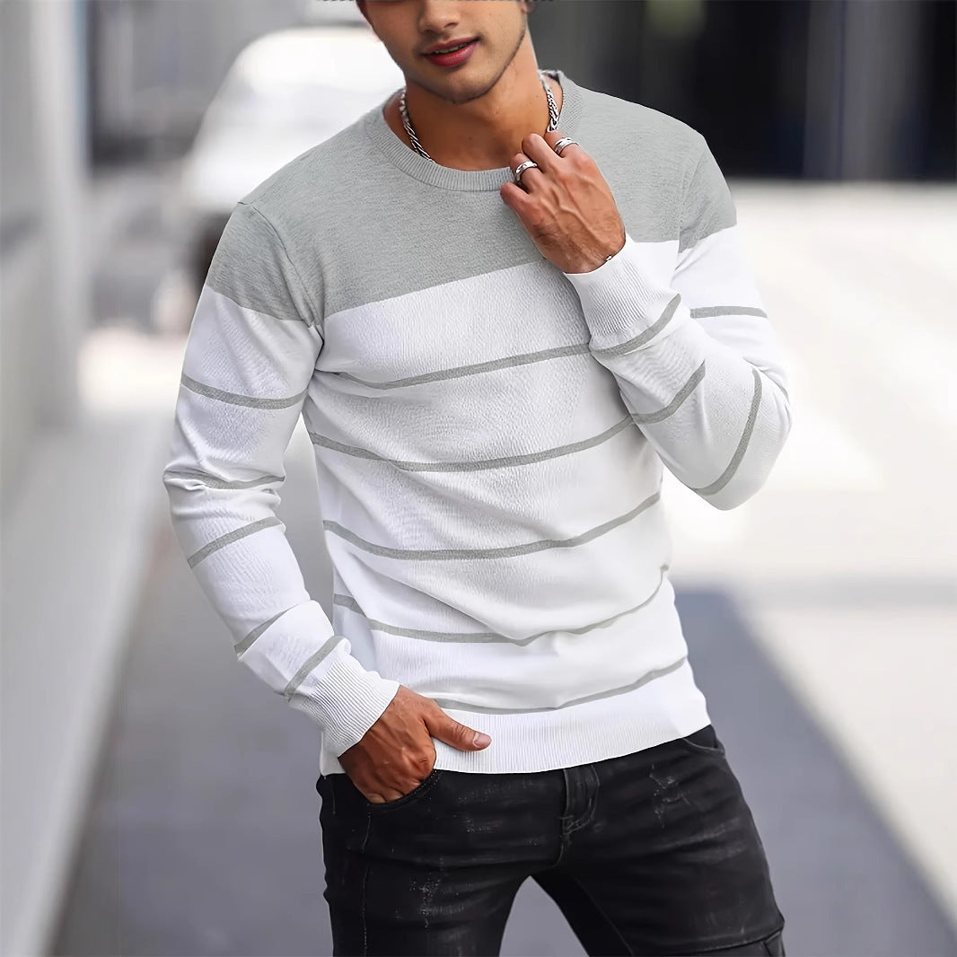 TB Mix Modischer Strickpullover für Herren mit Rundhalsausschnitt und lässigem Schnitt