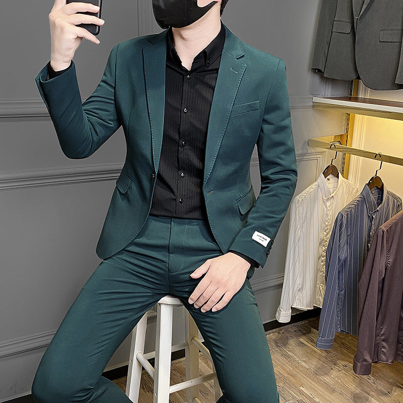 TB Mix Slim Fit Businessanzug für Herren im koreanischen Stil, Freizeitanzug