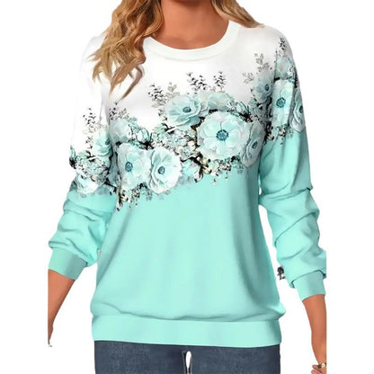 TB Mix Damenbekleidung Rundhalsausschnitt Langarm Blumen 3D-gedrucktes Pullover-Sweatshirt