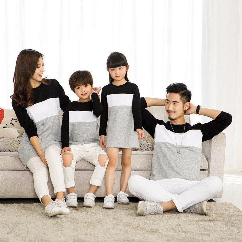 TB Mix Colorblock Langarm-T-Shirt für eine Familie von vier – Partnerlook für Paare