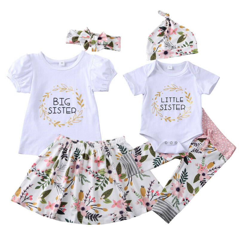 TB Mix Eltern-Kind Schwester-Outfit – Kinderbekleidung mit Buchstaben-Druck, Langarm & Kurzarm