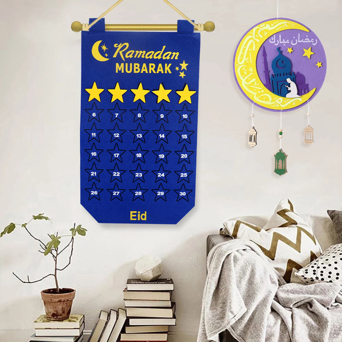 TB Mix Ramadan Dekoration Eid Kalender 30 Tage Eid Wandteppich für Kinder