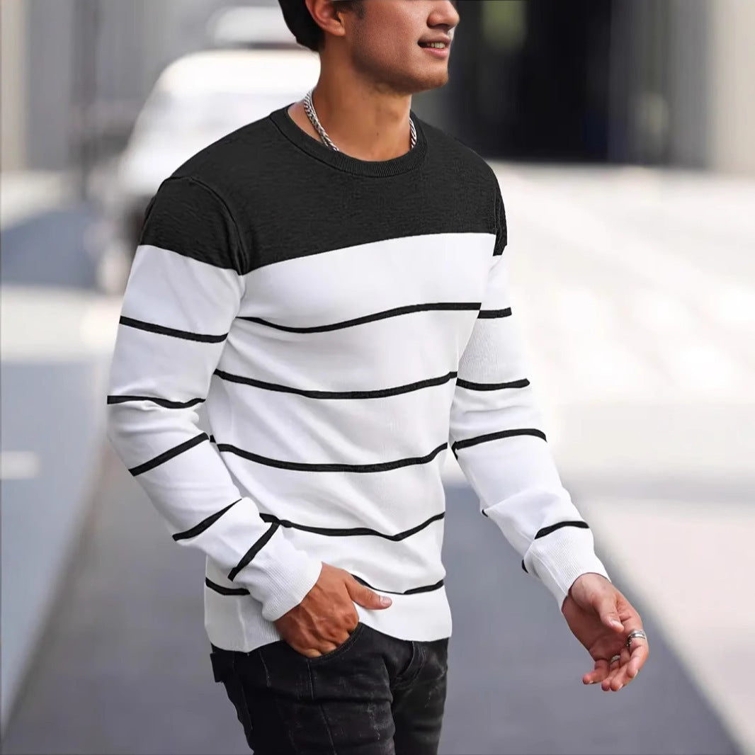 TB Mix Modischer Strickpullover für Herren mit Rundhalsausschnitt und lässigem Schnitt