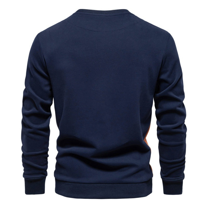 TB Mix Lässiger Slim Fit-Pullover mit Rundhalsausschnitt und langen Ärmeln für Herren im Patchwork-Stil