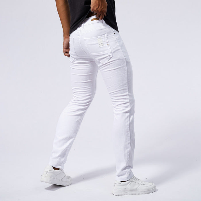 TB Mix Weiße Stretch-Skinny-Jeans im europäischen und amerikanischen Stil für Herren