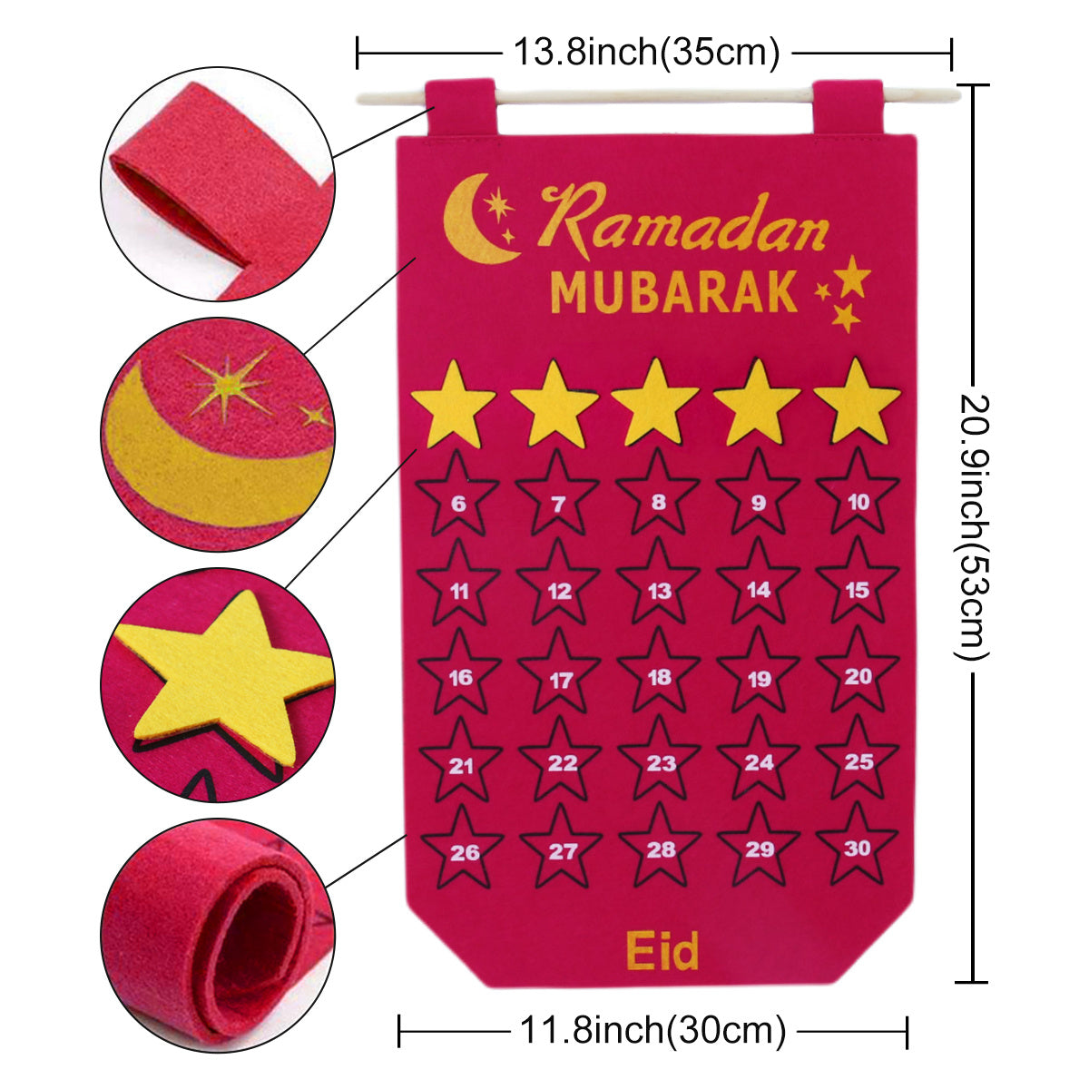 TB Mix Ramadan Dekoration Eid Kalender 30 Tage Eid Wandteppich für Kinder