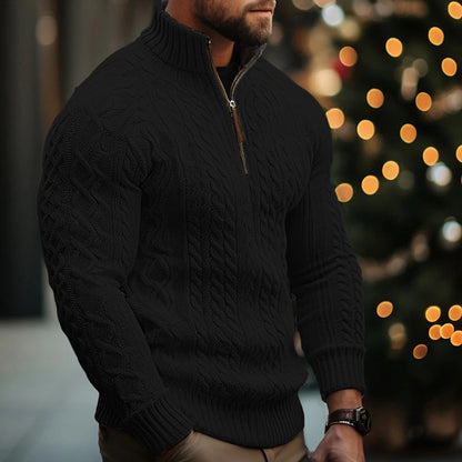 TB Mix Herren Strickwaren Halbreißverschluss Mantel Einfarbig Verdrehter Verdickter Pullover