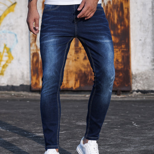 TB Mix Herren Skinny-Jeans aus Stretch-Denim in Blau