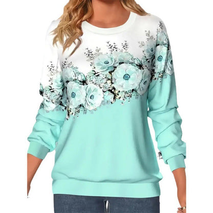 TB Mix Damenbekleidung Rundhalsausschnitt Langarm Blumen 3D-gedrucktes Pullover-Sweatshirt