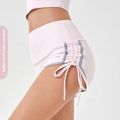 TB Mix Dünne Sportshorts mit Kordelzug für Damen, hochelastische Fitness-Yoga-Shorts