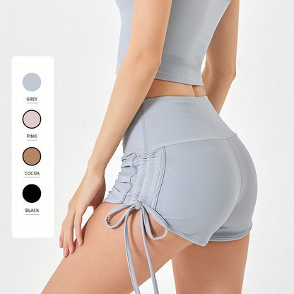 TB Mix Dünne Sportshorts mit Kordelzug für Damen, hochelastische Fitness-Yoga-Shorts