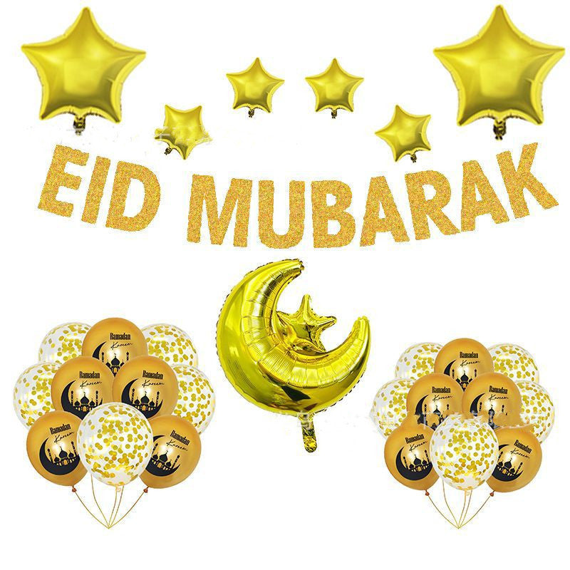 TB Mix Eid Latex Aluminiumfolie Ballon Kombination Glitzerpapier