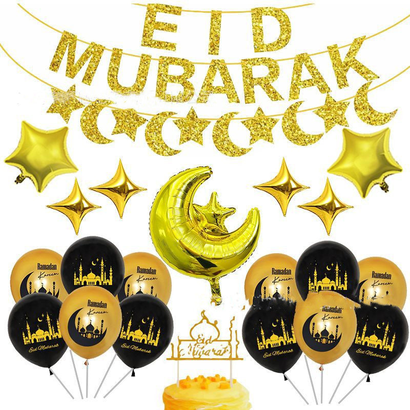 TB Mix Eid Latex Aluminiumfolie Ballon Kombination Glitzerpapier