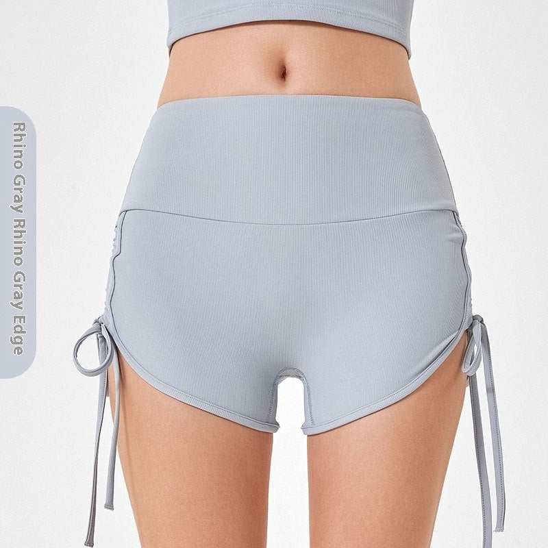 TB Mix Dünne Sportshorts mit Kordelzug für Damen, hochelastische Fitness-Yoga-Shorts