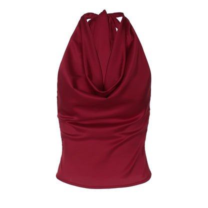 TB Mix Damen Neckholder-Tanktop mit rückenfreiem Schnitt, modisch, einfarbig, schmale Passform, gebundenes Tube-Top