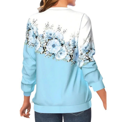 TB Mix Damenbekleidung Rundhalsausschnitt Langarm Blumen 3D-gedrucktes Pullover-Sweatshirt