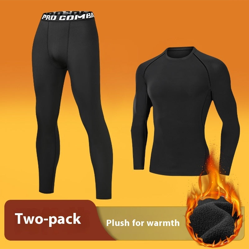 TB Mix Strumpfhosen Herren Winter Fleece-gefüttert Schnelltrocknend Warmhaltende Sportunterwäsche Basis Hochelastisches Trainings-Lauf-Outfit