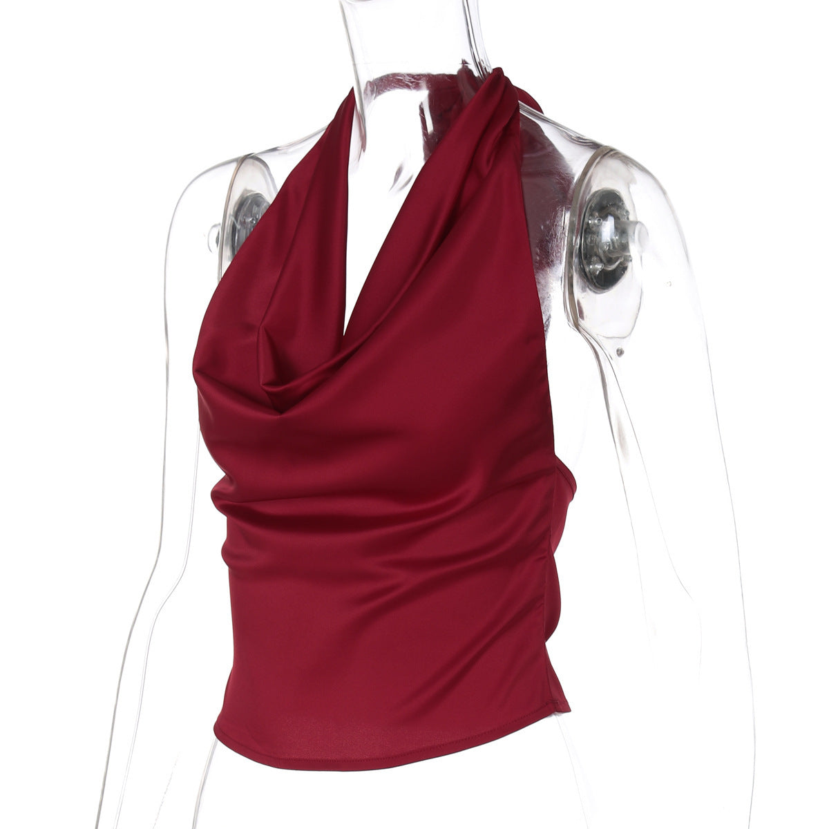 TB Mix Damen Neckholder-Tanktop mit rückenfreiem Schnitt, modisch, einfarbig, schmale Passform, gebundenes Tube-Top