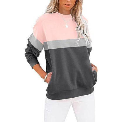 TB Mix Langarm-Sportpullover mit farblich passendem Rundhalsausschnitt für Damen